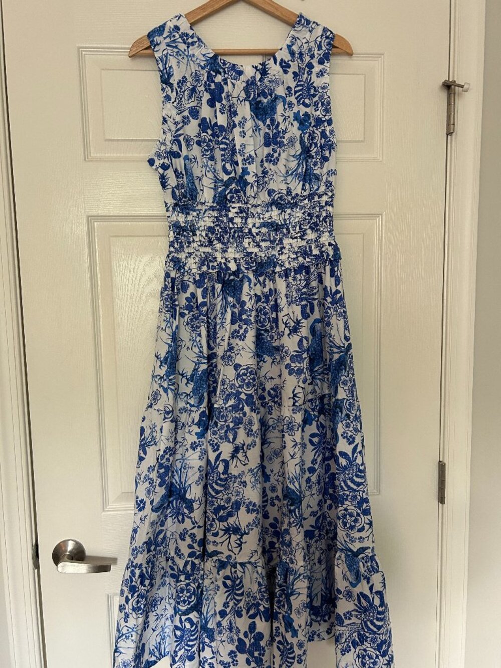 Anthropologie Sleeveless Poplin Floral Smocked Midi Dress Women's Size Small (S)